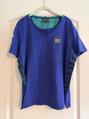 Porsche Martini Racing Blue V-Neck Shirt with Patches Women’s XL